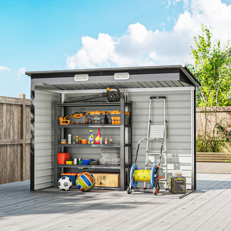 8 ft. W x 4 ft. D Galvanized Steel Horizontal Storage Shed