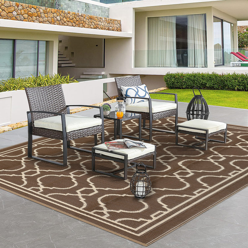 Outdoor Rug Waterproof for Patio, Foldable Reversible Plastic Straw Area Rug for Camping, RV, Balcony, Deck, Picnic, Beach