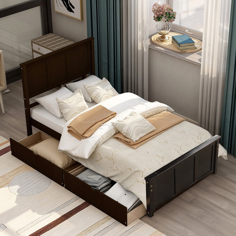 Lit plateforme avec rangement, Espresso