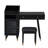 Modern Dressing Table In Black With Drawers, Cabinet, Charging Station, And A Stool Soft , Square Desktop , -Glass Cabinet Door Feature Makeup Vanity Ports, Comfortable Ergonomic Seat, Storage,-1266857861