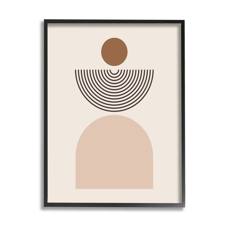 Formes géométriques arquées sur bois, Cadre noir, H 20 po x l 16 po x P 1,5 po
