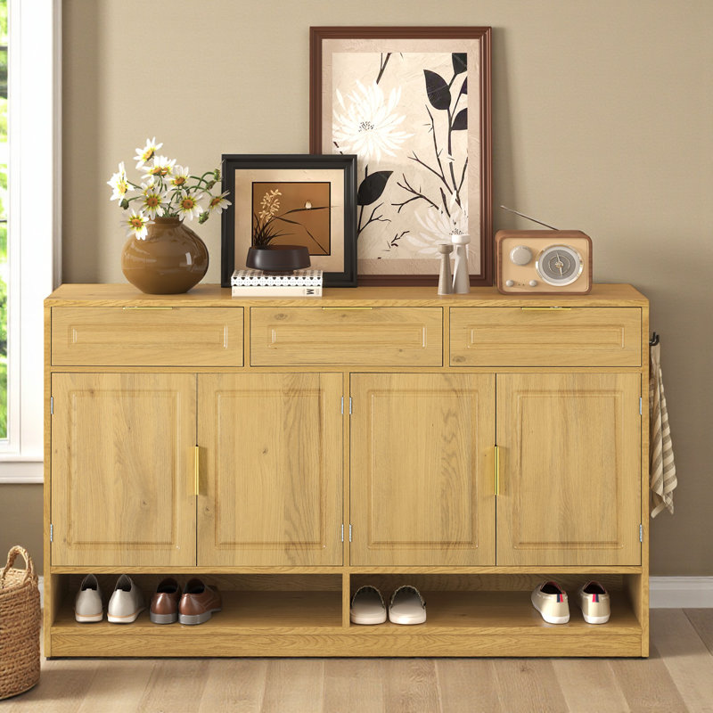 Armoire de rangement moderne à 3 portes et 2 tiroirs Modern, Chêne