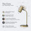 Lampe de bureau moderne à DEL 16,5 po Ezra avec finition dorée, coussin de charge sans fil, tête réglable et gradation à 3 voies-69896189