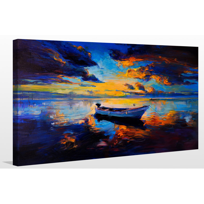 " Sky Sunset And Boat On The Water ", 28" H x 48" W x 1.5" D