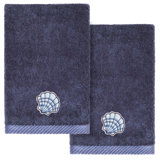 SHELL ROW 2PC Embellished Fingertip Towel Set 100% Turkish Cotton Fingertip Towel