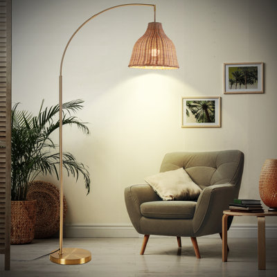 Lampe sur pied en rotin 72,44 po Deantrei