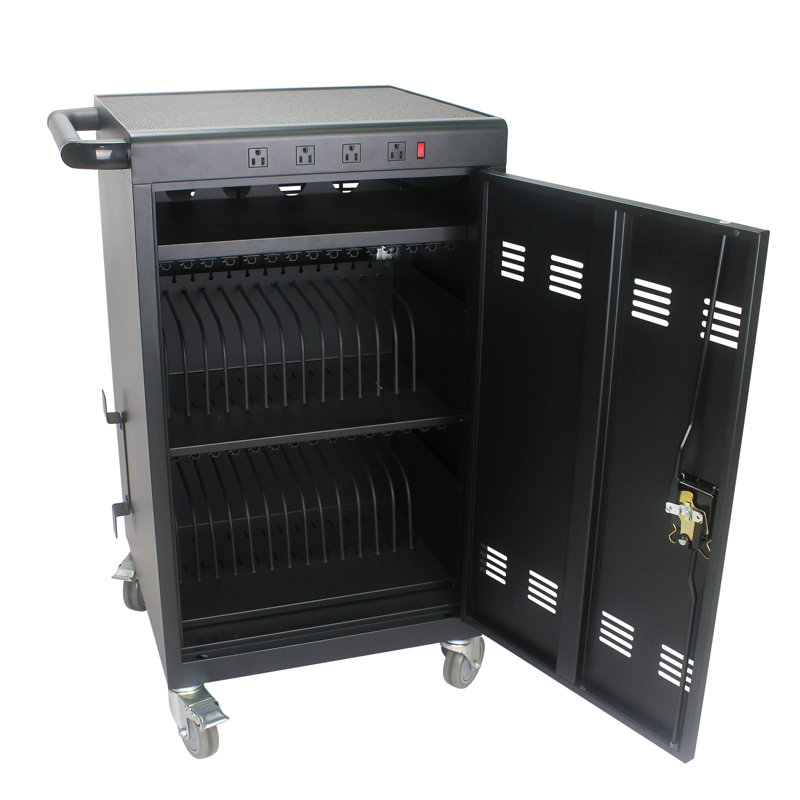 Chariot de chargement mobile et armoire pour tablettes 35 ordinateurs portables, Noir