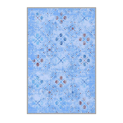 Stylish Woven Carpet (3.9 x 4.0 ft), 100% Polyester, Pile Height: 0.3 in | Antibacterial & Non-Slip Underside, 3D Digital Printing | Machine Washable, Perfect for Home Décor, Living Room & Bedroom Use