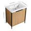 Meuble-lavabo autoportant de 30 po avec lavabo en résine et 2 portes d'armoire à fermeture douce en résine, porte et meuble-lavabo