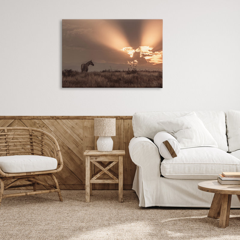 Art mural sur toile Faded Sunset with Horse par Nathan Larson, H 24 po x l 36 po
