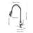 Pull Out Kitchen Faucet In Brushed Nickel, Stainless Steel, 360 Rotating Spray, Single Handle Control High Arc Down 3 Water Options, Easy Temperature-132170362