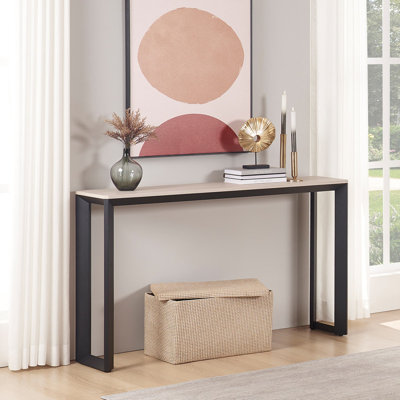 47'' Entryway Console Table, Narrow Sofa Table with Triangular Pipe Design