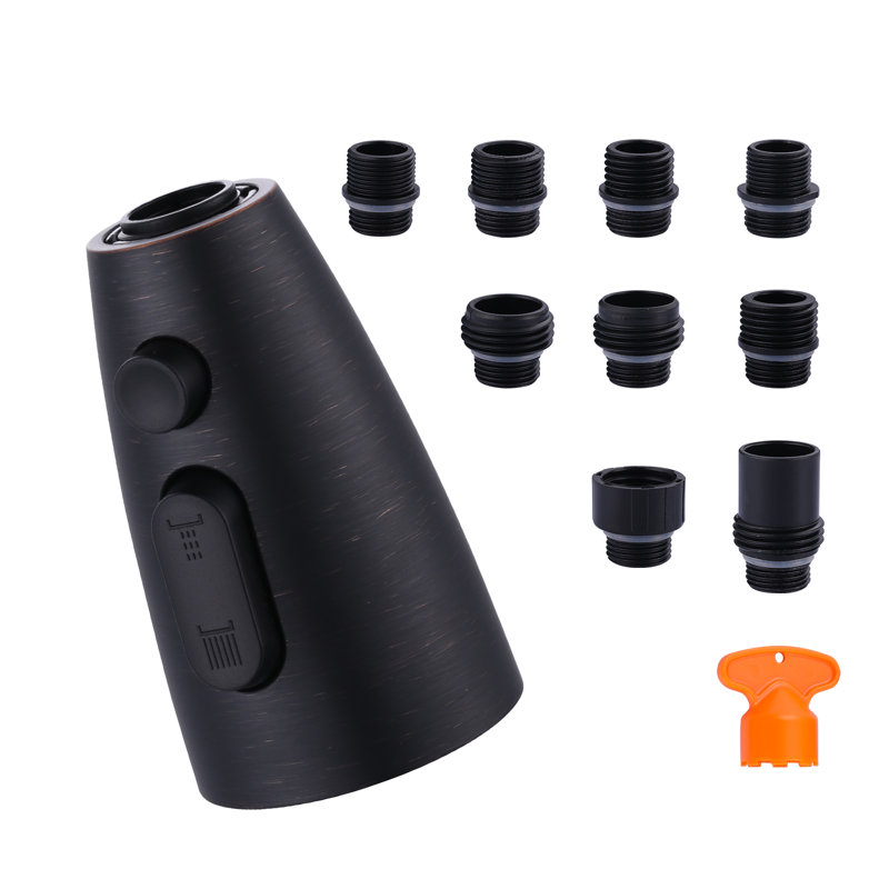 Remplacement de la tête de robinet de cuisine rétractable en nickel brossé, tête de jet de robinet d'évier de cuisine à 3 fonctions, tête de jet de robinet rétractable avec 9 adaptateurs