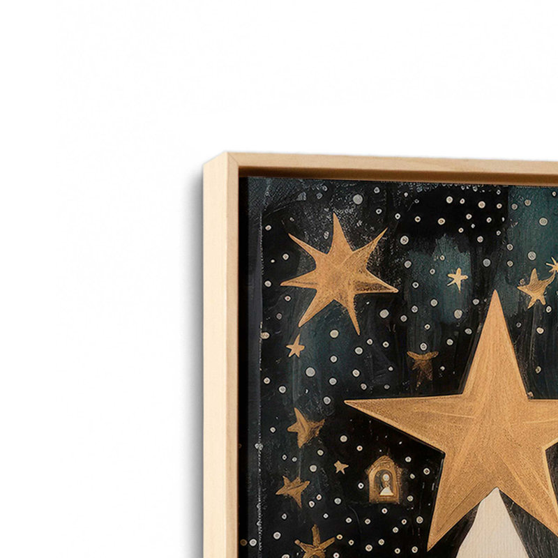 Starry Night Christmas Trees II, reproduction sur toile dans un cadre, H 16,75 po x l 16,75 po x P 1,75 po, Encadrement brun