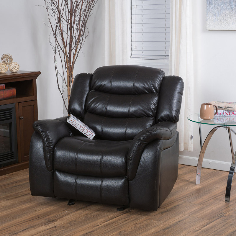 Fauteuil inclinable Texian, Similicuir noir