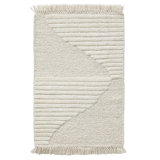 Rectangle Geometric Flatweave Wool/Cotton Area Rug in Ivory/Gray