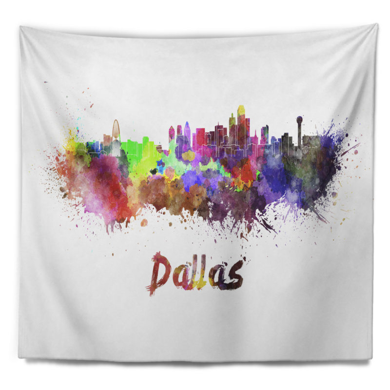 Tapisserie de dallas skyline Cityscape, H 32 po x l 39 po