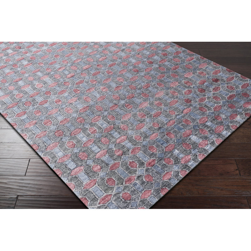 Tapis gris / brun noué à la main Hastyar, Rectangle 6 pi x 9 pi