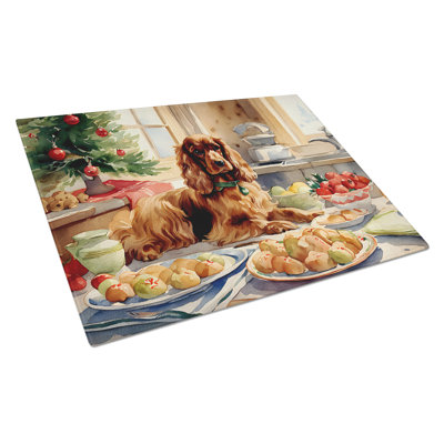 Cocker Spaniel Christmas Cookies Glass Cutting Board
