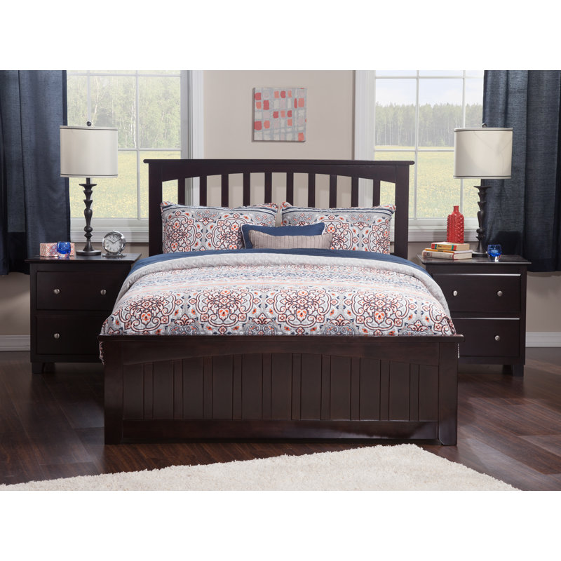 Brunelle Solid Wood Foundation Bed with Matching Footboard, Espresso, Queen