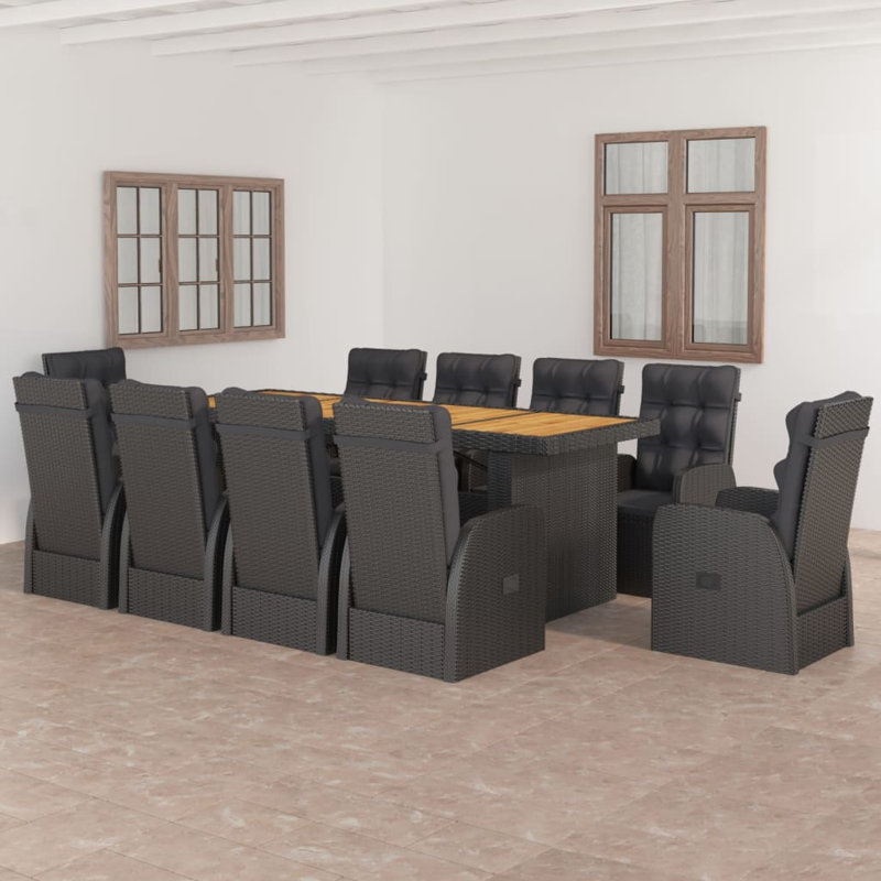10 - Person Acacia Patio Dining Set with Rectangular Table