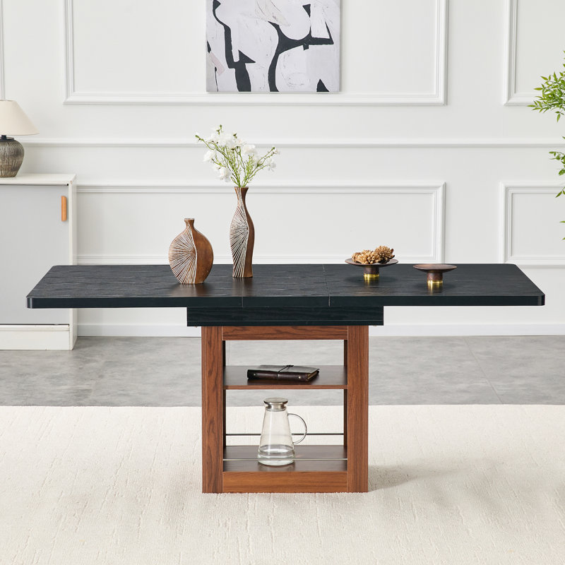 Table de salle à manger extensible avec rangement, métal en bois aggloméré, style moderne pour la cuisine