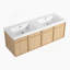 Meuble-lavabo mural 60 po avec double lavabo en résine, 4 portes à fermeture douce, chêne original, contreplaqué (KD-PACKING)