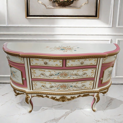 European-Style 4-Drawer Double Door Accent Cabinet by Liu