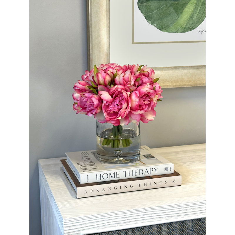 Peony Floral Arrangement In A Glass With Bubble
