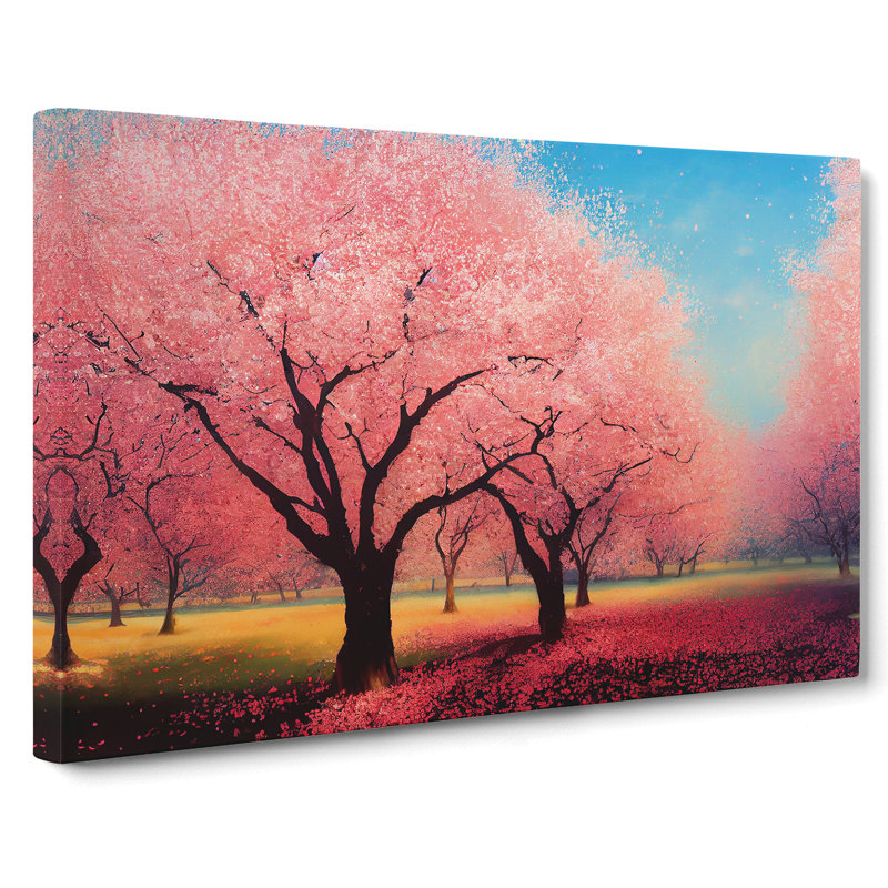 Bright Cherry Blossom Trees - Wrapped Canvas, 50cm H x 76cm W x 3cm D