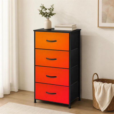 Commode 4 tiroirs pour chambre à coucher Abstrait dégradé rouge orange Mélange de couleurs douces Moderne minimaliste petite commode à vêtements pour garde-robe avec commode