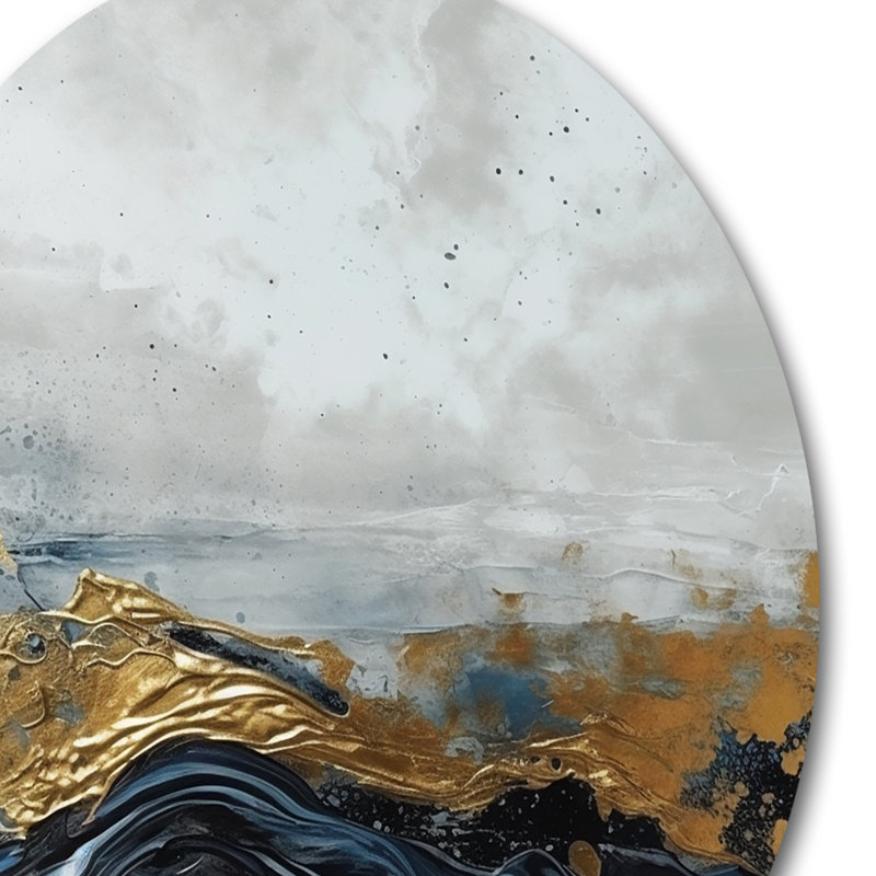 Art mural rond gris abstrait moderne abstrait gris contemporain sur métal, H 36 po x l 36 po x P 1 po
