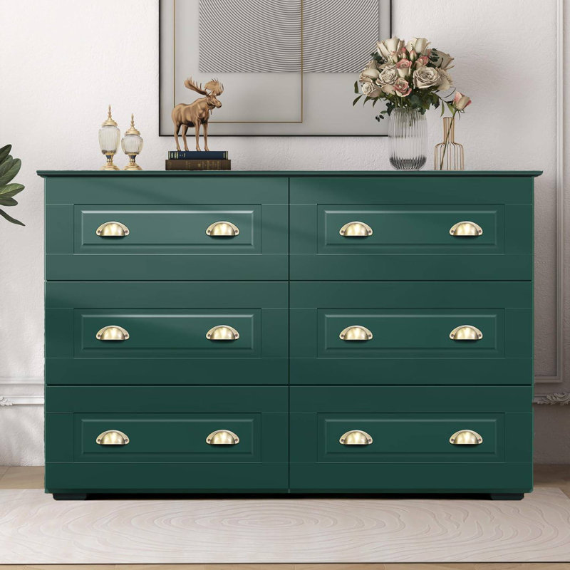 Chalgrave 6 Drawer 47.2"W Double Dresser, Green