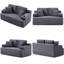 Canapé de 66,5 po de style nuage sans os, canapé 2 places avec porte-gobelet et poches latérales, canapé en velours côtelé moderne à profil bas sans assemblage requis pour les petits espaces-1364260250