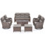 Ensemble de conversation familial 8 pièces en résine tressée pour patio extérieur, avec coussins de 15 cm et table basse.-134048967-134048966