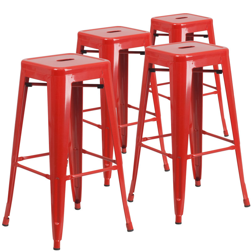 Tabouret Nieva, Rouge, Tabouret de bar (siège d’une hauteur de 30 po), 4