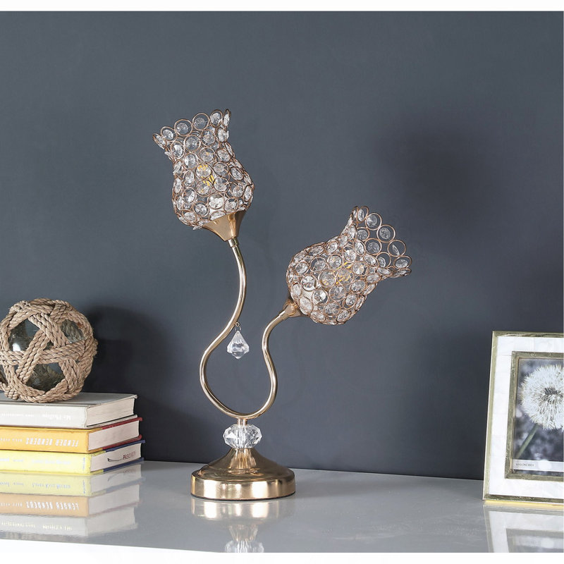 Lampe de table en métal or rose 18,75 "Trompette Glam