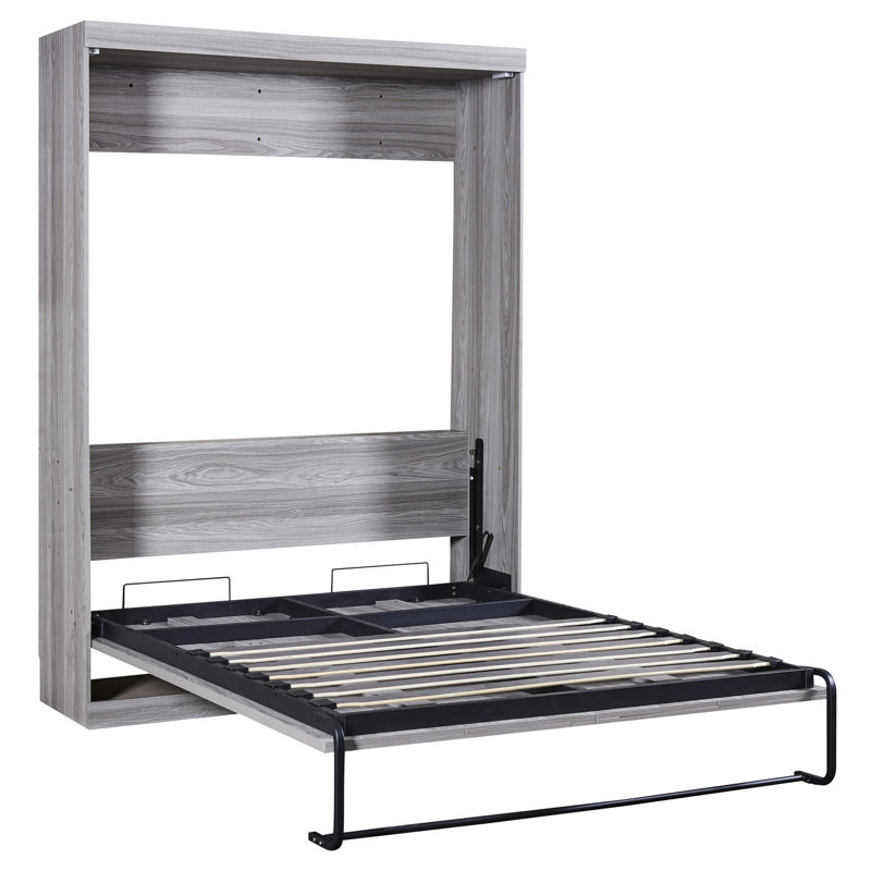 Gray Full Size Bed With Cabinet Storage - & Space Saving Solution Space Cabinet, Stable Frame User-