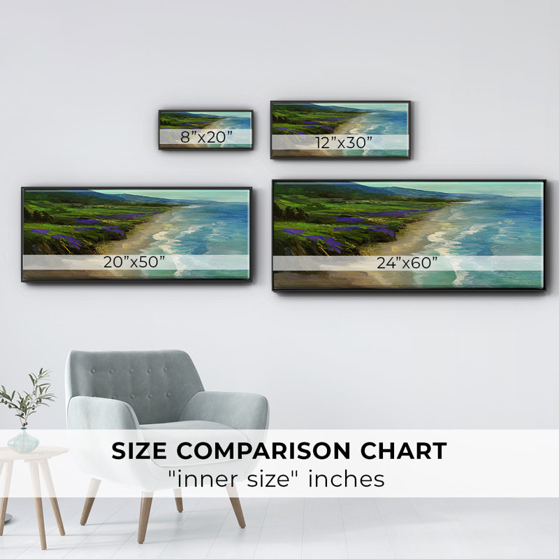 Deca Montara Beach, reproduction sur toile encadrée, H 20 po x l 50 po x P 1,5 po, Toile avec cadre flottant noir