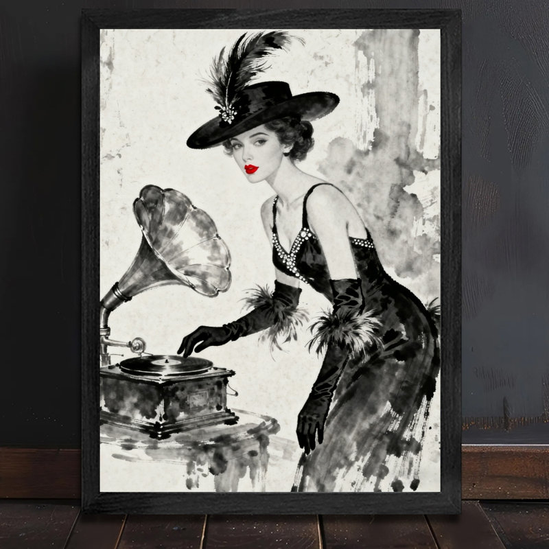 Encre noire, art rétro, femmes, art mural, impressions de style rétro, H 11 po x l 9 po