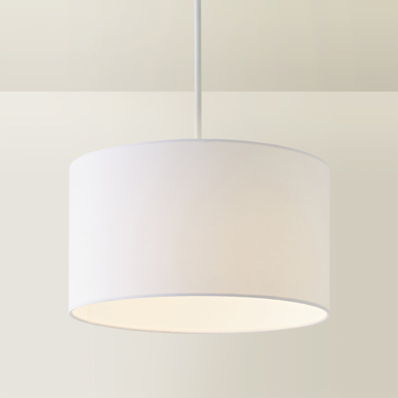 27.5cm H Cotton Drum Pendant Shade ( Screw On ), 20cm H x 35cm W x 35cm D, White