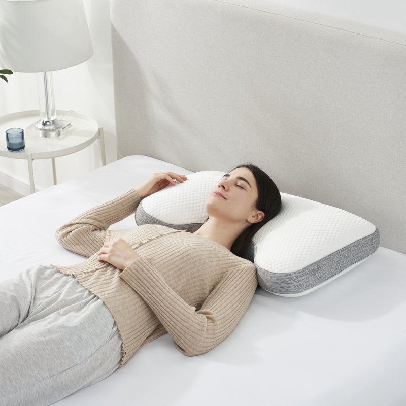 Bryt White and Gray Gel Foam Side Sleeper Pillow