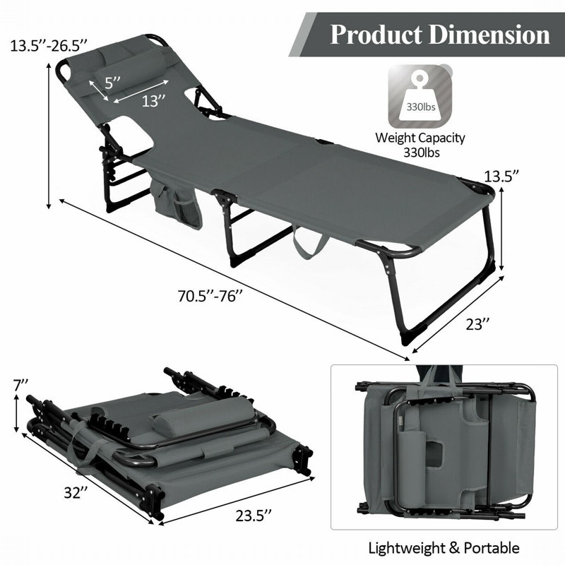 Jayeden Outdoor Chaise Lounge, Gray