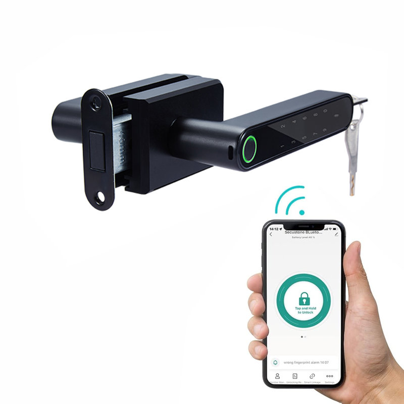 Serrure intelligente avec empreinte digitale, mot de passe, déverrouillage des clés - serrures de porte en verre