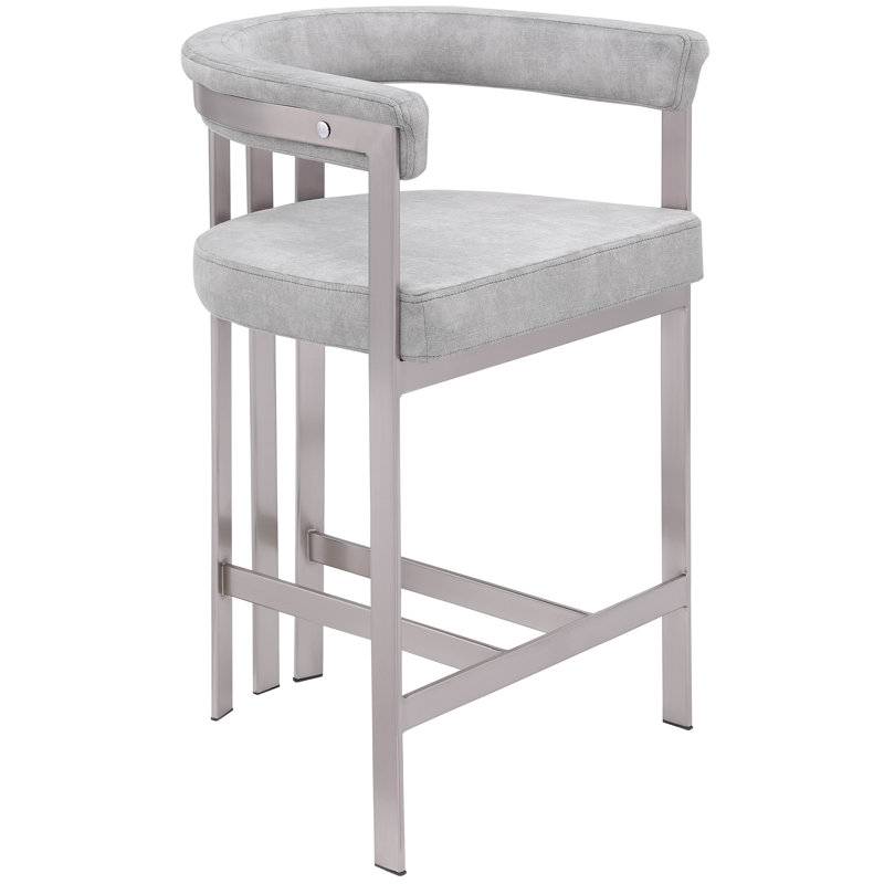 Tabouret de comptoir court 26 po Marcello, Velours gris velours