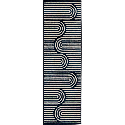 Tapis intérieur / extérieur bleu en polypropylène touffeté à la machine Balchand