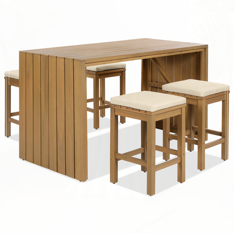 Ensemble de bar d'extérieur 5 pièces, ensemble de bar en bois pour la cour arrière