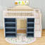Lit mezzanine double avec escalier, armoires de rangement et rideau Kalirose