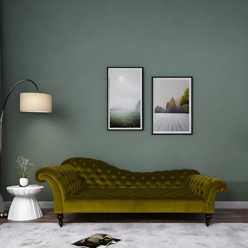 Chaise longue décontractée élégante et confortable, Orienté à gauche (vu de face), Vert gazon