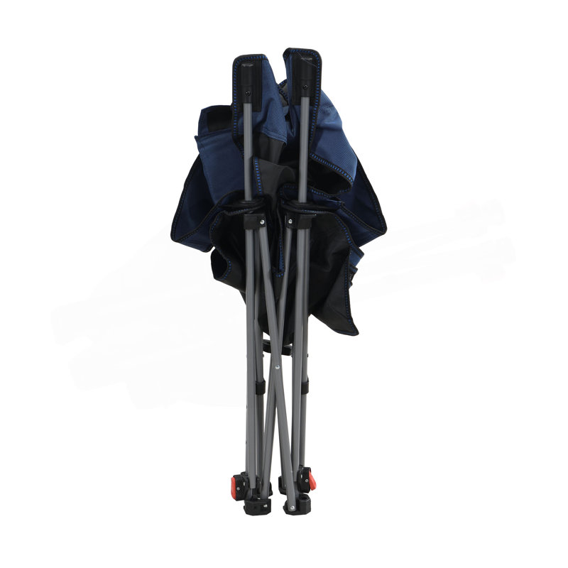 Chaise pliante / portative / inclinable réglable pour camping en plein air (ajustement à trois niveaux), poches latérales et porte-gobelet, sac de transport, bleu foncé